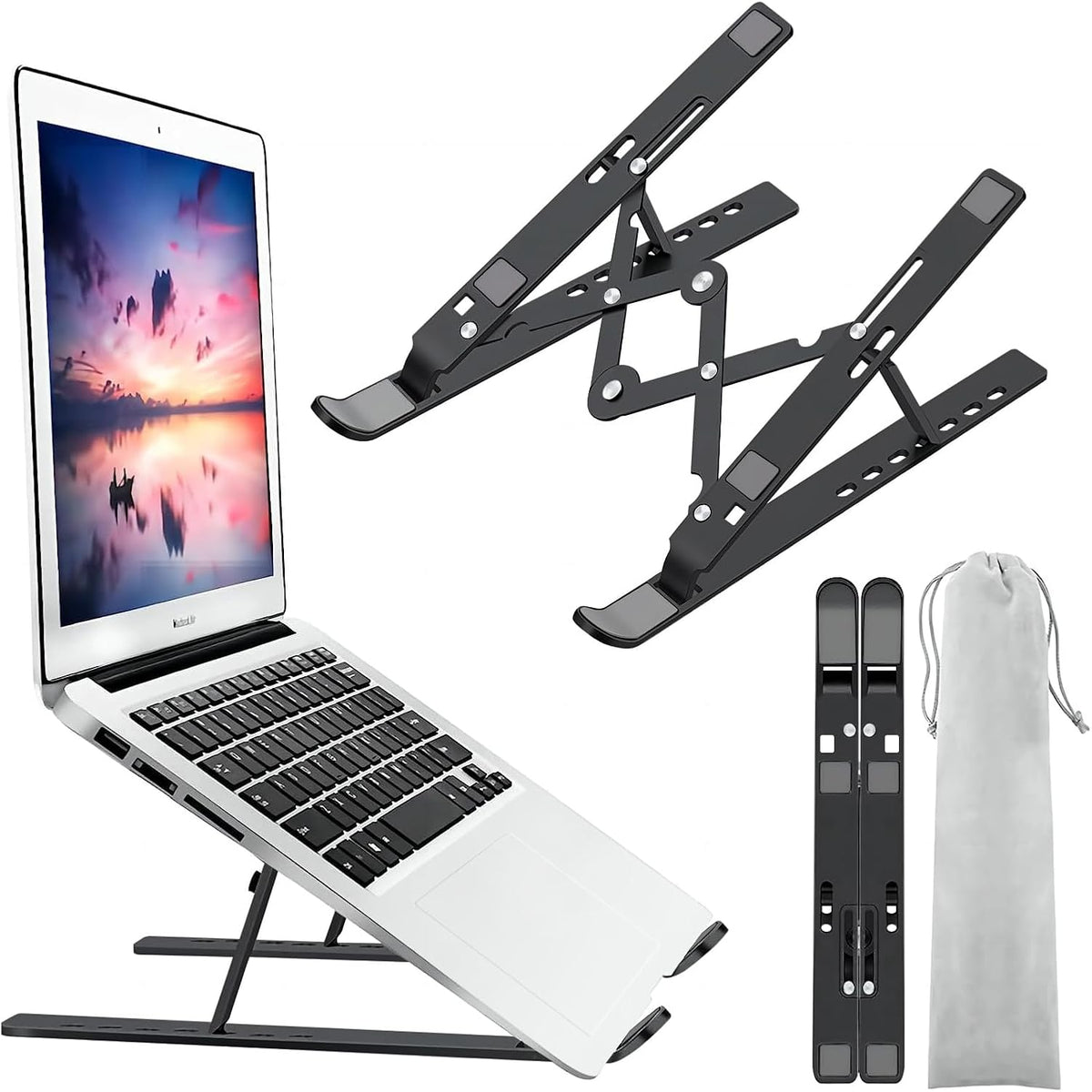 360° Rotating Laptop Stand, Aluminum Riser with Ergonomic Design