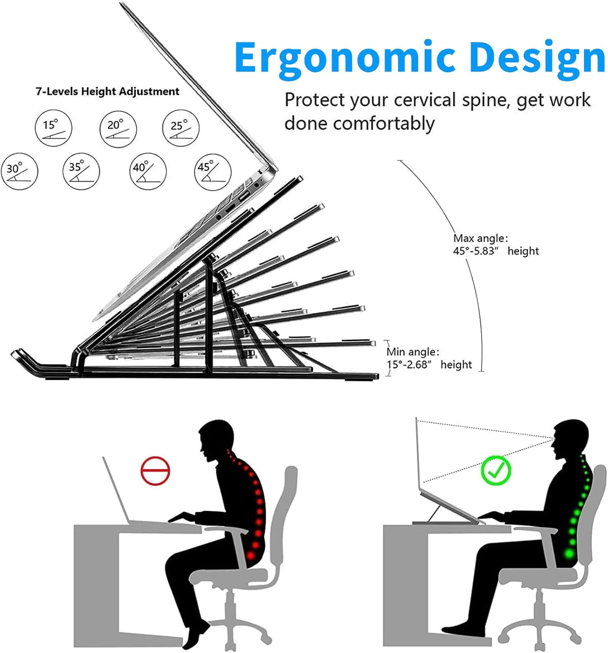 360° Rotating Laptop Stand, Aluminum Riser with Ergonomic Design
