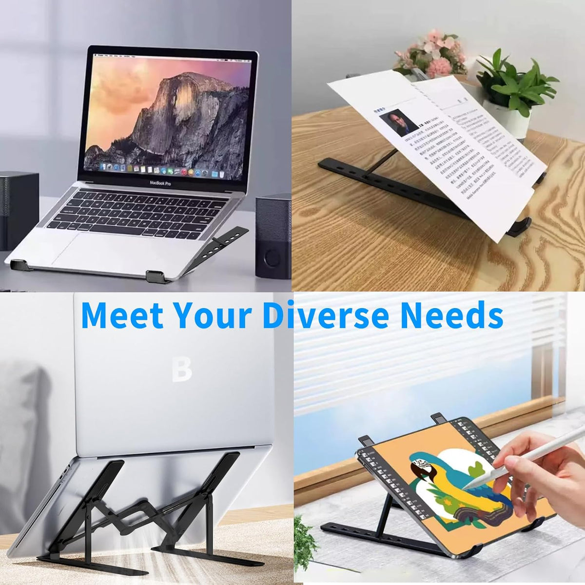 360° Rotating Laptop Stand, Aluminum Riser with Ergonomic Design