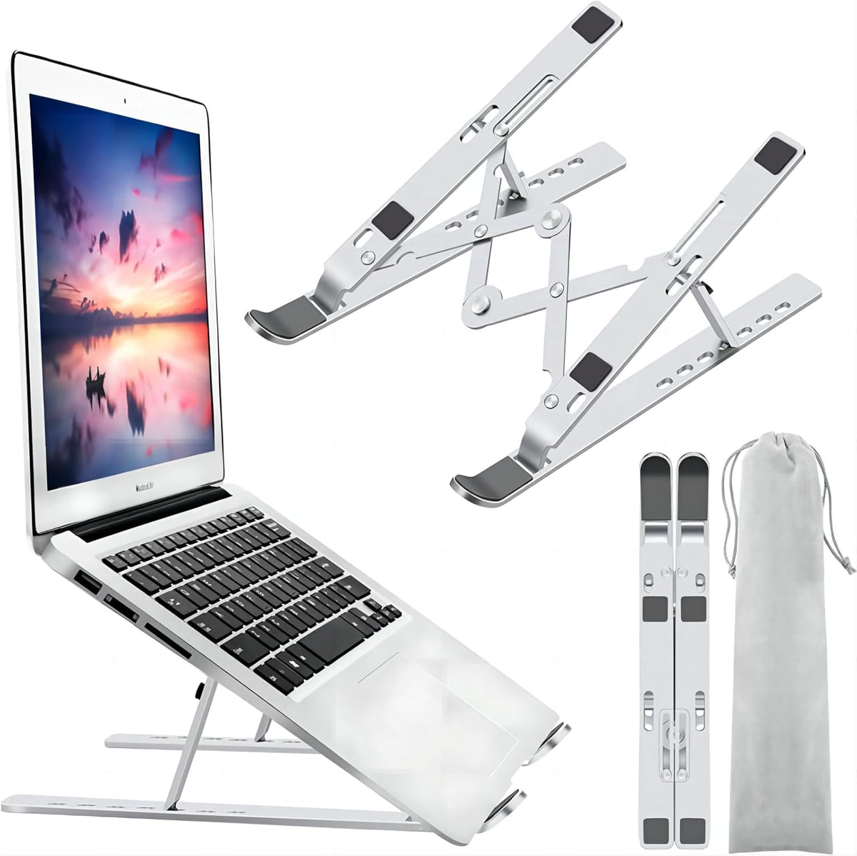 360° Rotating Laptop Stand, Aluminum Riser with Ergonomic Design