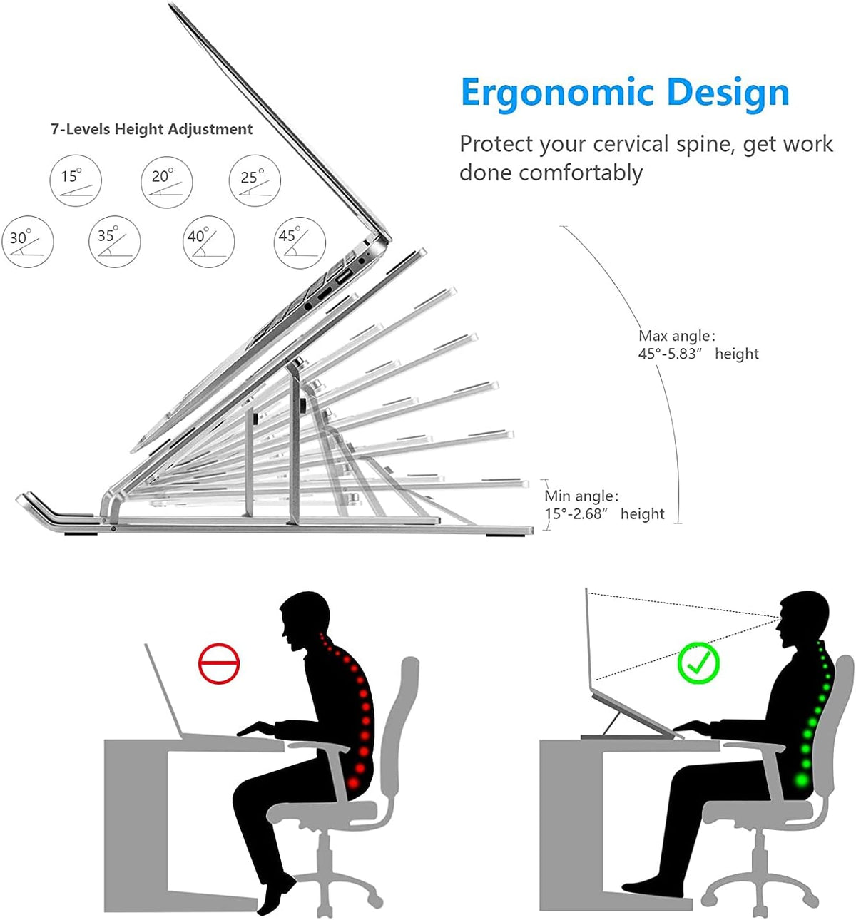 360° Rotating Laptop Stand, Aluminum Riser with Ergonomic Design