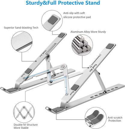 360° Rotating Laptop Stand, Aluminum Riser with Ergonomic Design
