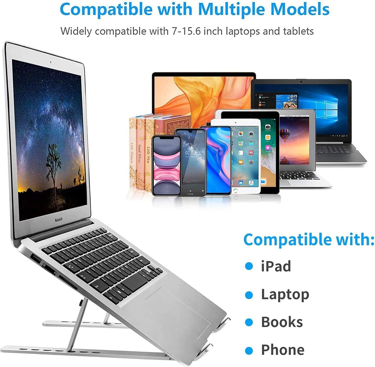 360° Rotating Laptop Stand, Aluminum Riser with Ergonomic Design
