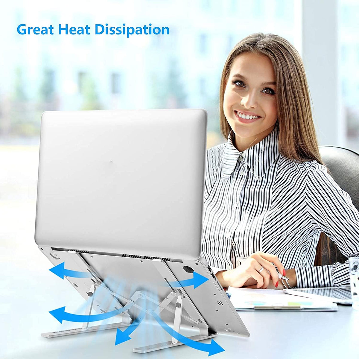 360° Rotating Laptop Stand, Aluminum Riser with Ergonomic Design