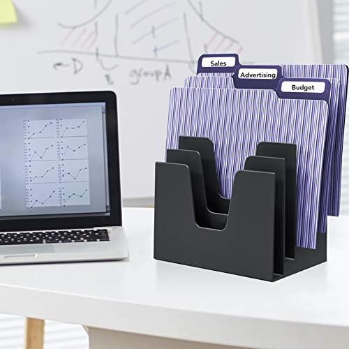 Acrimet 5 Section Incline File Sorter Organizer, Desktop Mail Holder, Black