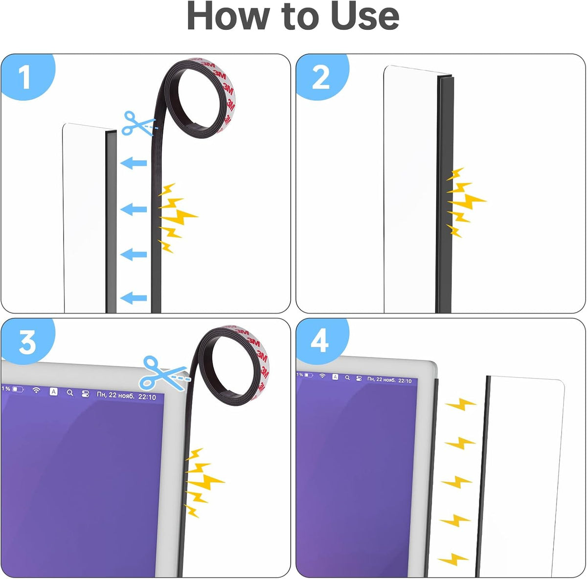 Magnetic Monitor Memo Board, Acrylic Sticky Note Holder, Desk, Clear