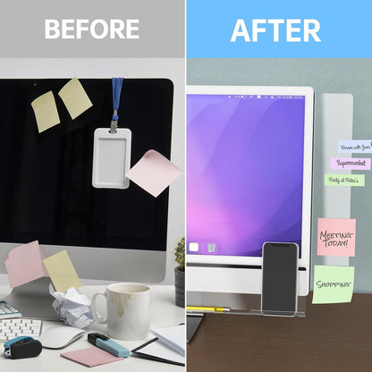 Magnetic Monitor Memo Board, Acrylic Sticky Note Holder, Desk, Clear