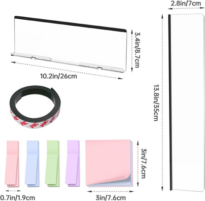 Magnetic Monitor Memo Board, Acrylic Sticky Note Holder, Desk, Clear