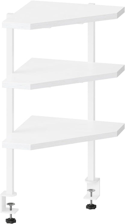 Clamp on Desk Corner Organizer, 3-Tier Desktop Shelf, Adjustable Desk Corner Storage Shelf with Metal Frame, for Office, Game Room, Black DSBK5501
