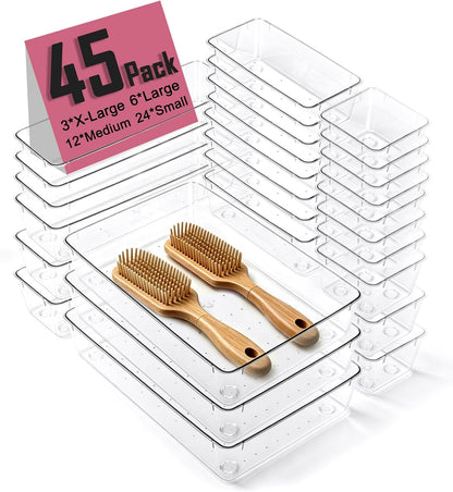 45P Makeup Desk Drawer Organizers Set for Vanity, Bathroom, Kitchen