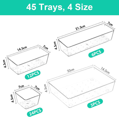 45P Makeup Desk Drawer Organizers Set for Vanity, Bathroom, Kitchen