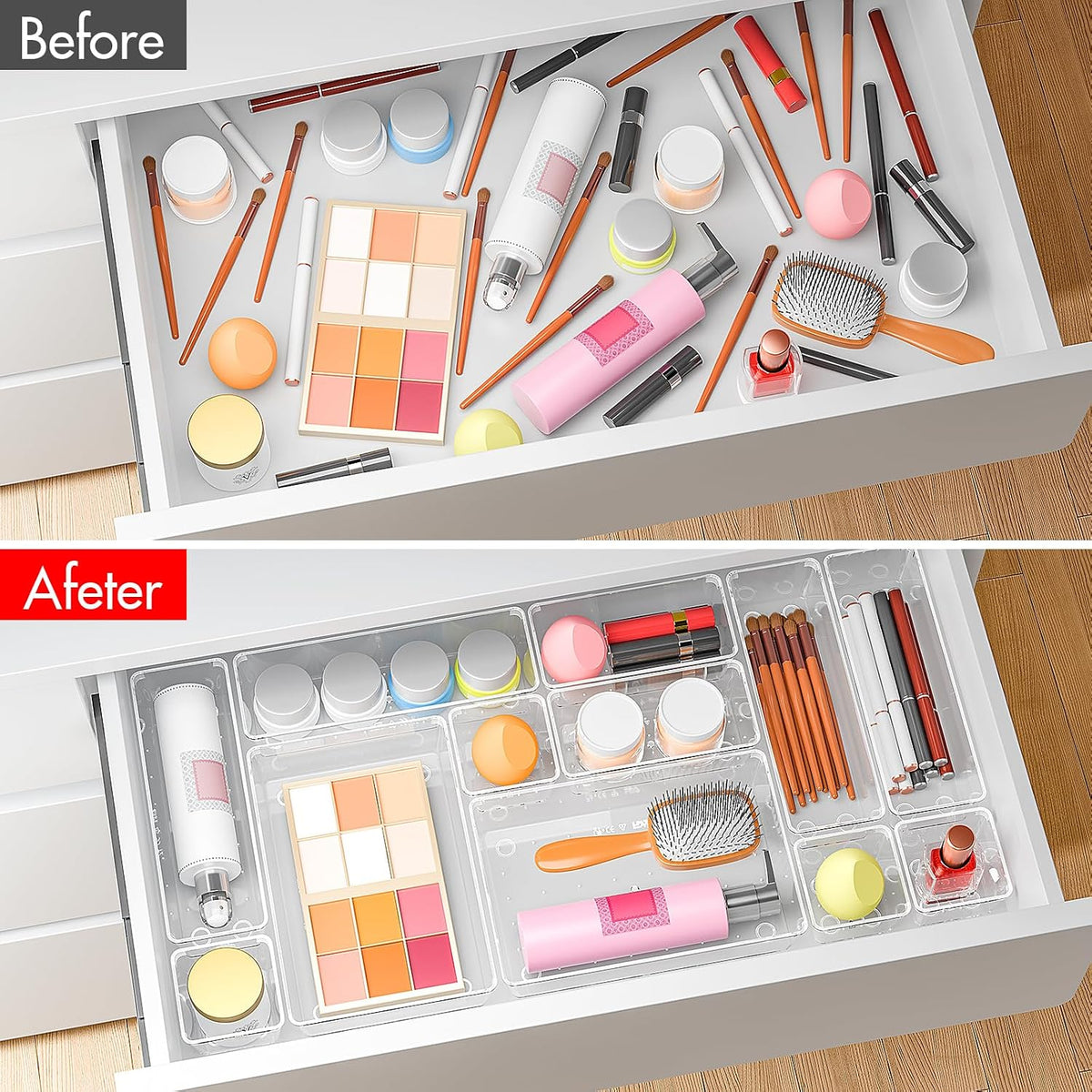 45P Makeup Desk Drawer Organizers Set for Vanity, Bathroom, Kitchen
