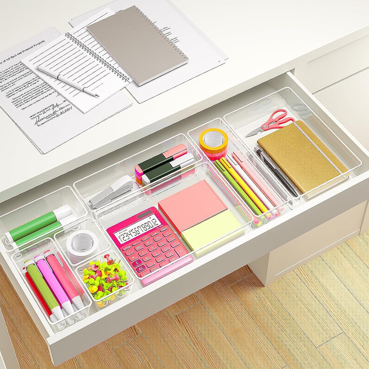 45P Makeup Desk Drawer Organizers Set for Vanity, Bathroom, Kitchen