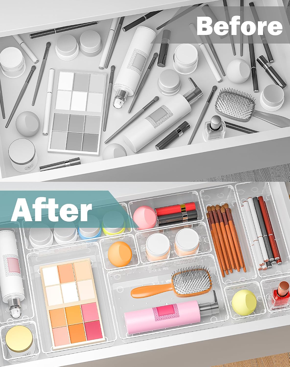 45P Makeup Desk Drawer Organizers Set for Vanity, Bathroom, Kitchen