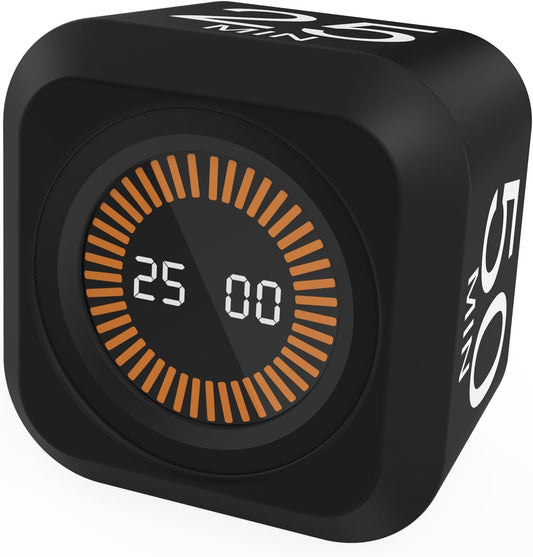 Rotating Cube Visual Countdown Timer 5, 25, 10, 50 Min Preset+Custom Mode