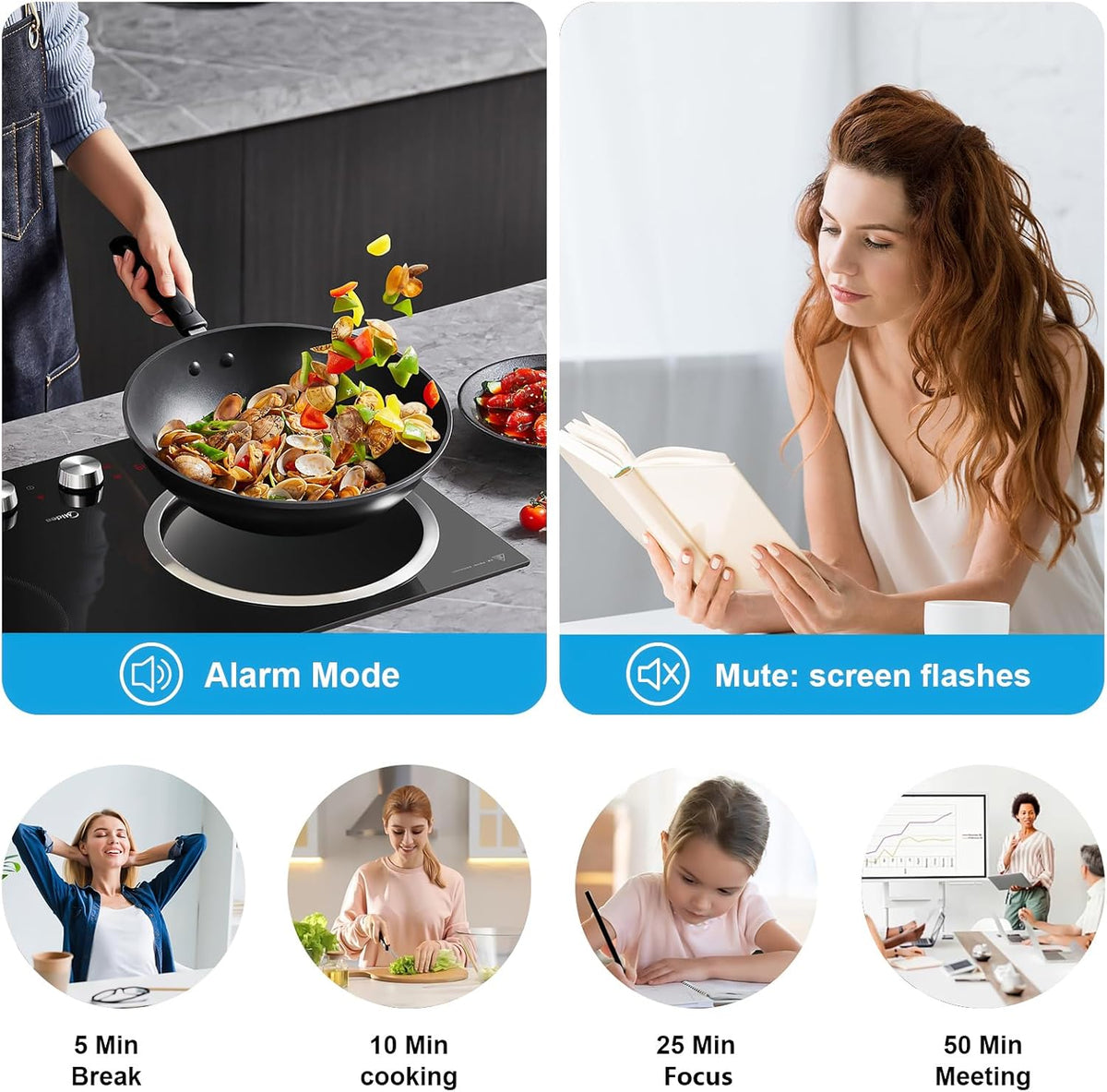 Rotating Cube Visual Countdown Timer 5, 25, 10, 50 Min Preset+Custom Mode