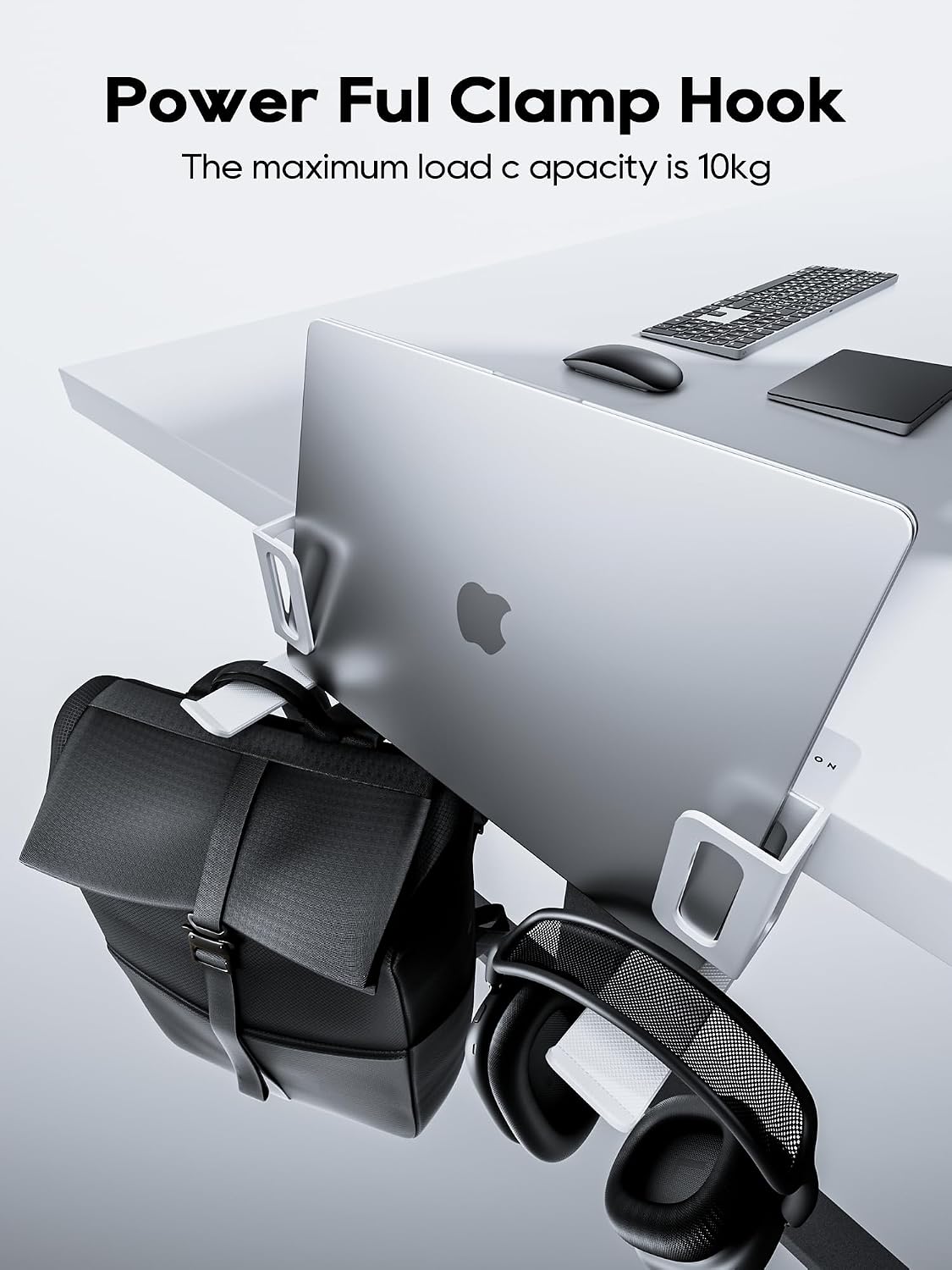 Laptop Storage for Desk, Vertical Laptop Stand for Desk, MacBook Vertical Stand, with Headphone Holder, Desk Side Storage for MacBook/Surface/Samsung/HP/Dell[M, Black]