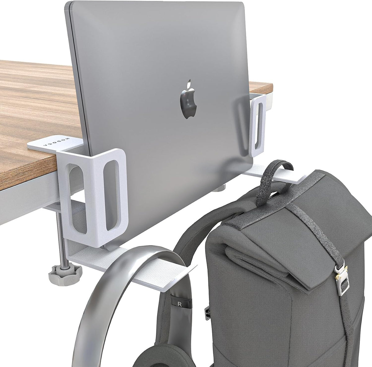 Laptop Storage for Desk, Vertical Laptop Stand for Desk, MacBook Vertical Stand, with Headphone Holder, Desk Side Storage for MacBook/Surface/Samsung/HP/Dell[M, Black]