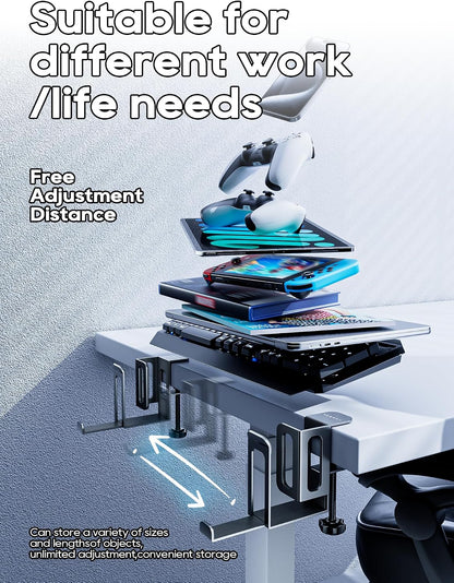 Laptop Storage for Desk, Vertical Laptop Stand for Desk, MacBook Vertical Stand, with Headphone Holder, Desk Side Storage for MacBook/Surface/Samsung/HP/Dell[M, Black]