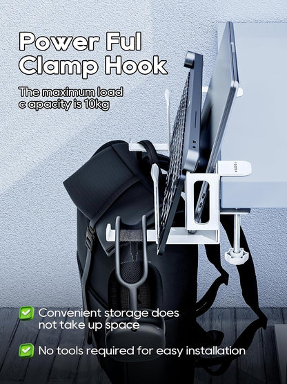 Laptop Storage for Desk, Vertical Laptop Stand for Desk, MacBook Vertical Stand, with Headphone Holder, Desk Side Storage for MacBook/Surface/Samsung/HP/Dell[M, Black]