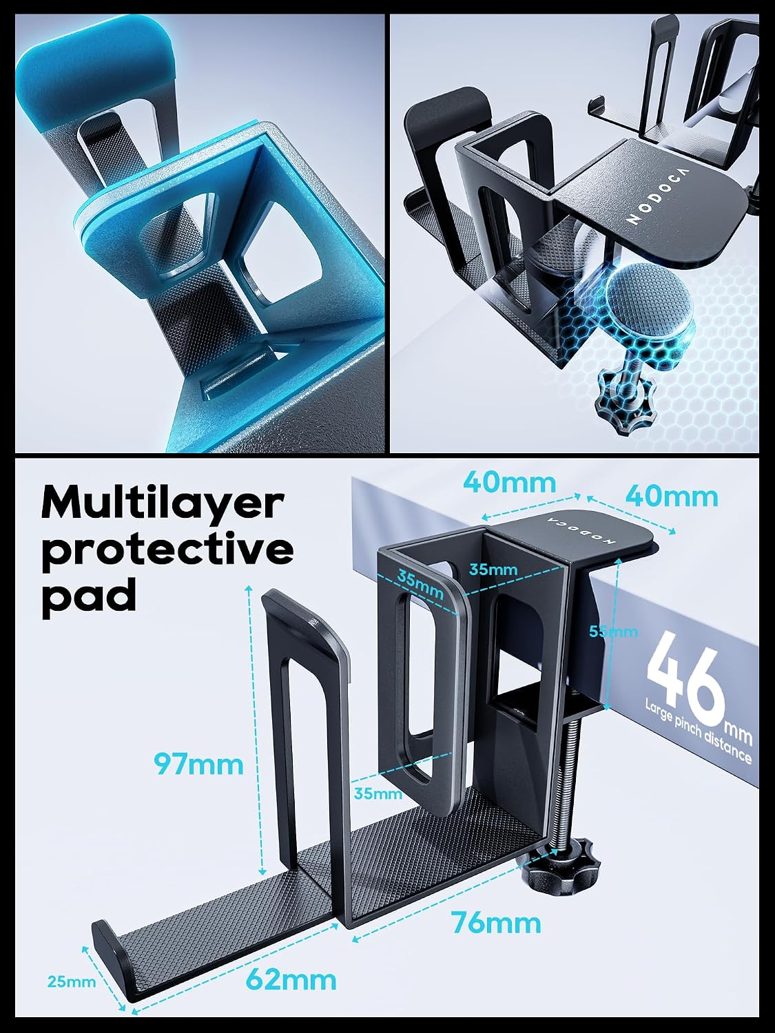 Laptop Storage for Desk, Vertical Laptop Stand for Desk, MacBook Vertical Stand, with Headphone Holder, Desk Side Storage for MacBook/Surface/Samsung/HP/Dell[M, Black]