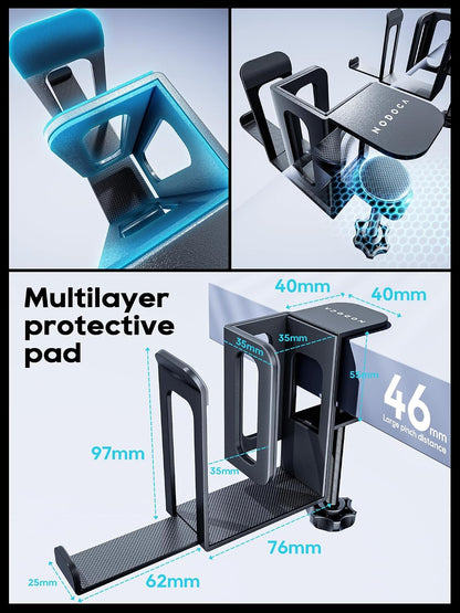 Laptop Storage for Desk, Vertical Laptop Stand for Desk, MacBook Vertical Stand, with Headphone Holder, Desk Side Storage for MacBook/Surface/Samsung/HP/Dell[M, Black]