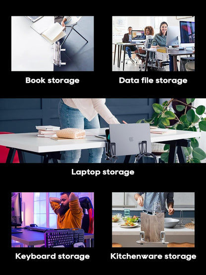 Laptop Storage for Desk, Vertical Laptop Stand for Desk, MacBook Vertical Stand, with Headphone Holder, Desk Side Storage for MacBook/Surface/Samsung/HP/Dell[M, Black]