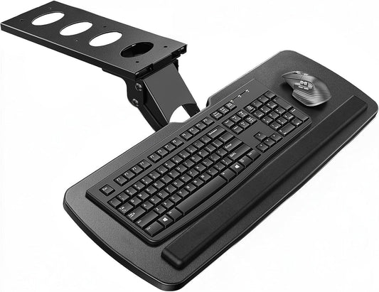Under Desk Keyboard Tray, 360 Degree Adjustable Mouse Platform