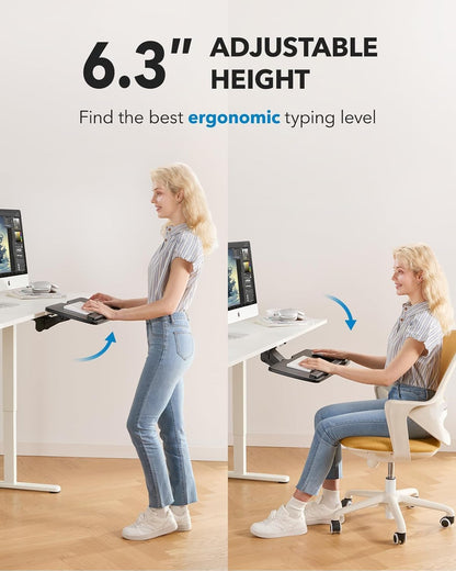 Under Desk Keyboard Tray, 360 Degree Adjustable Mouse Platform