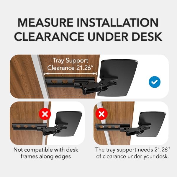 Under Desk Keyboard Tray, 360 Degree Adjustable Mouse Platform