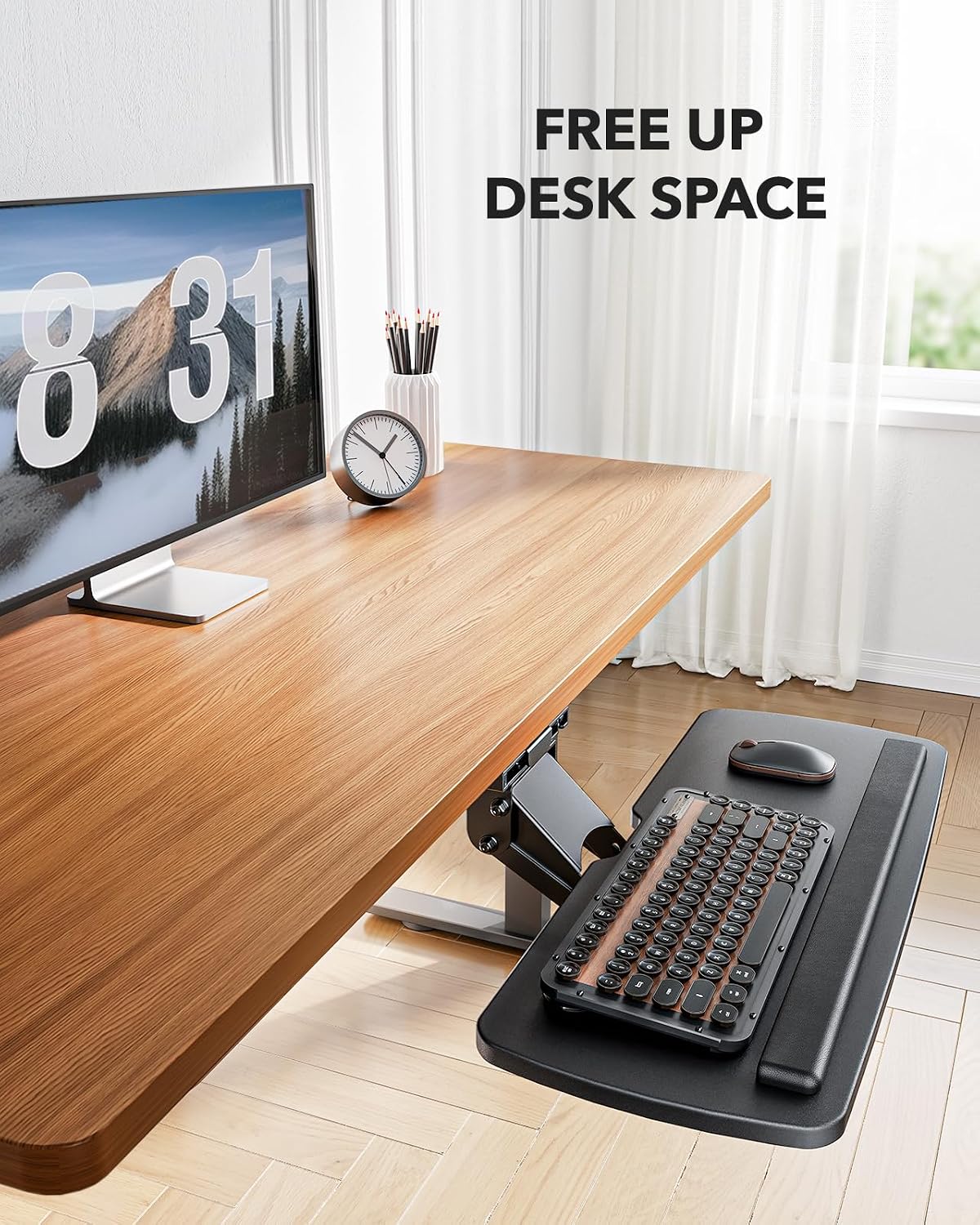 Under Desk Keyboard Tray, 360 Degree Adjustable Mouse Platform
