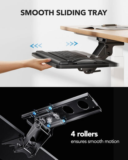 Under Desk Keyboard Tray, 360 Degree Adjustable Mouse Platform