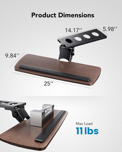 Under Desk Keyboard Tray, 360 Degree Adjustable Mouse Platform