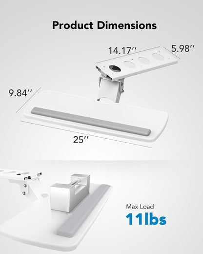Under Desk Keyboard Tray, 360 Degree Adjustable Mouse Platform
