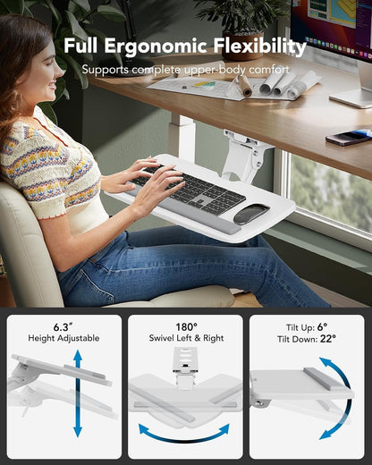Under Desk Keyboard Tray, 360 Degree Adjustable Mouse Platform