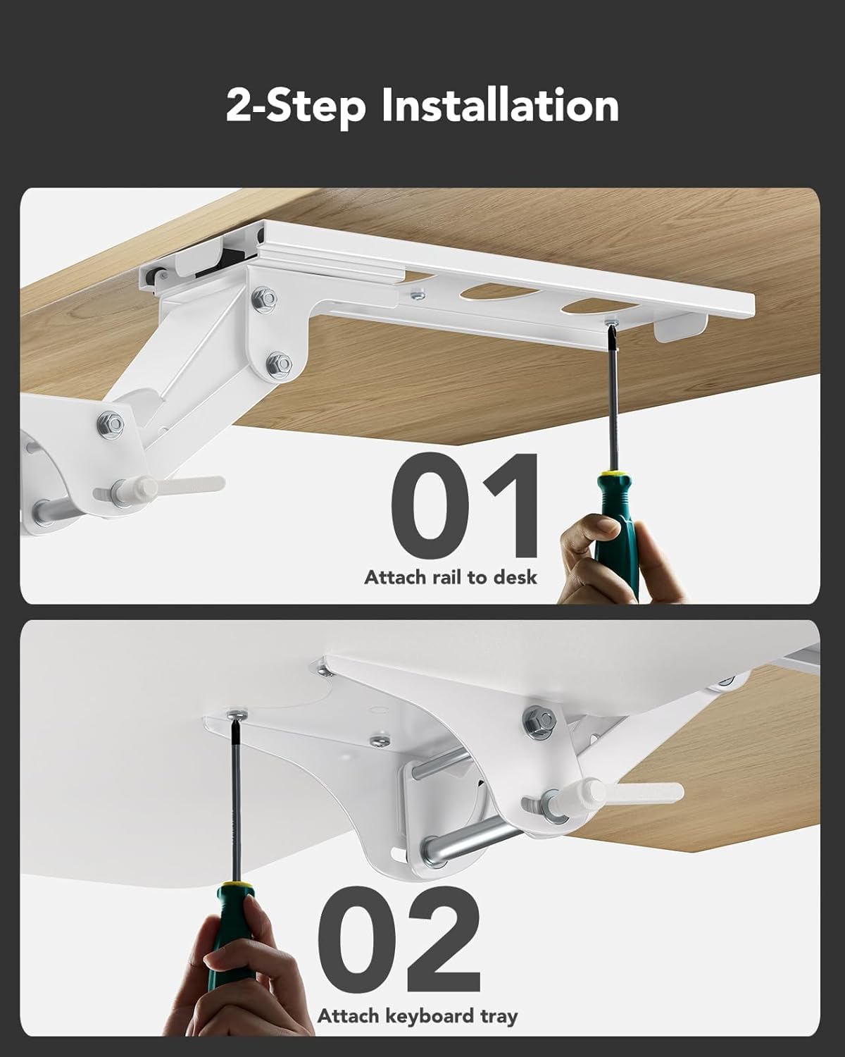 Under Desk Keyboard Tray, 360 Degree Adjustable Mouse Platform
