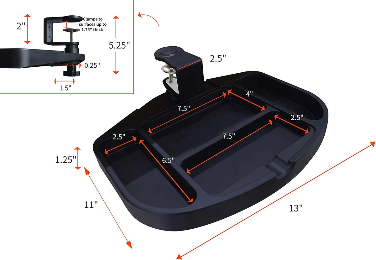 Clamp-On Under Desk 360-Degree Swivel Drawer - Perfect Office Storage Accessory For Your Existing Standing Desk (Clamp-On Desk Drawer - Black)