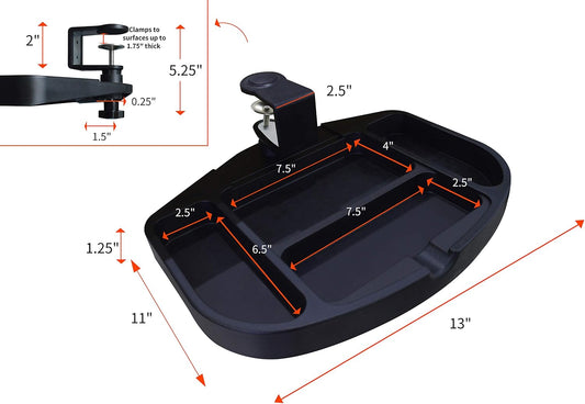 Clamp-On Under Desk 360-Degree Swivel Drawer - Perfect Office Storage Accessory For Your Existing Standing Desk (Clamp-On Desk Drawer - Black)