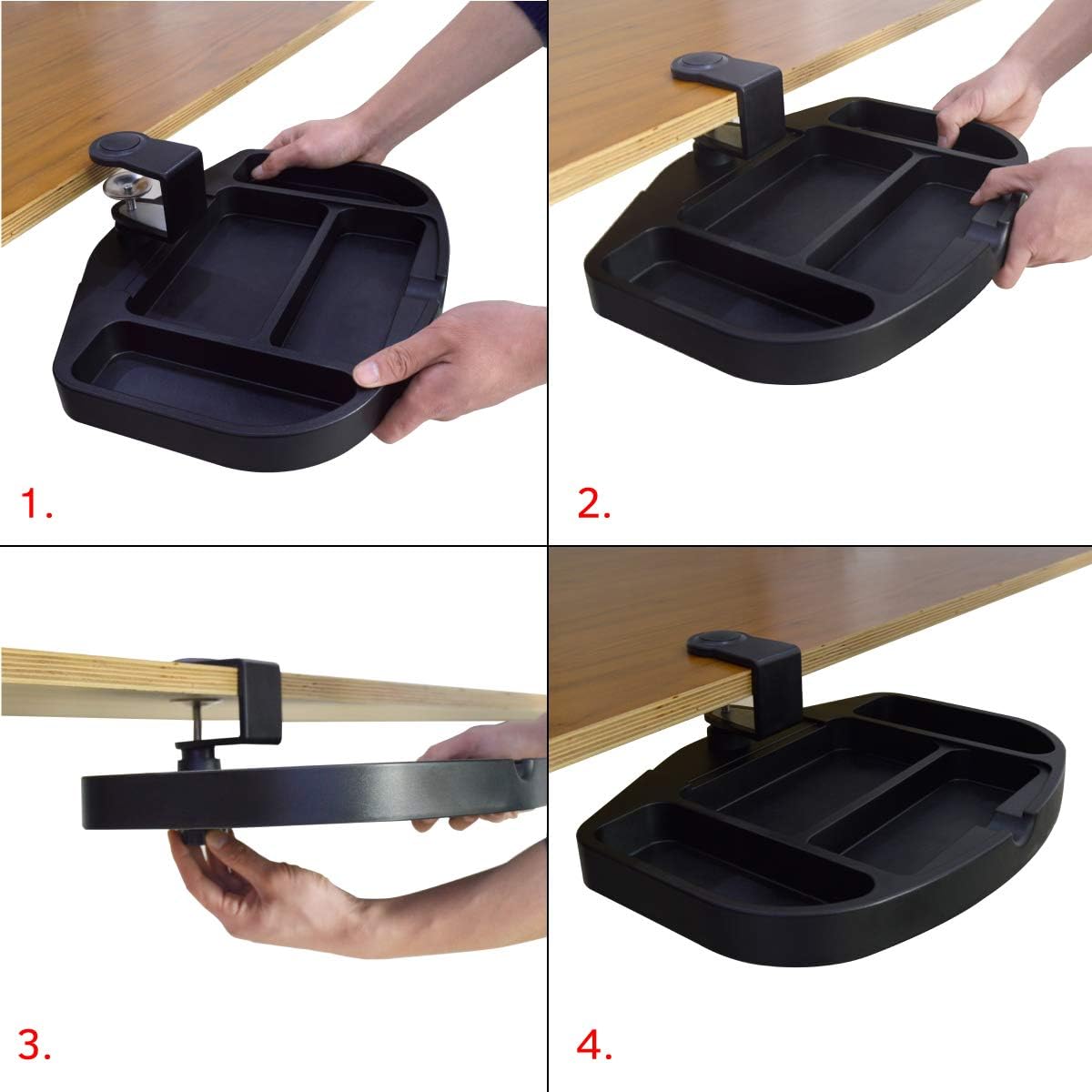 Clamp-On Under Desk 360-Degree Swivel Drawer - Perfect Office Storage Accessory For Your Existing Standing Desk (Clamp-On Desk Drawer - Black)