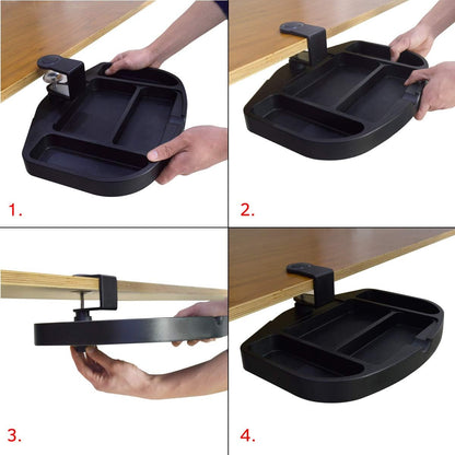 Clamp-On Under Desk 360-Degree Swivel Drawer - Perfect Office Storage Accessory For Your Existing Standing Desk (Clamp-On Desk Drawer - Black)