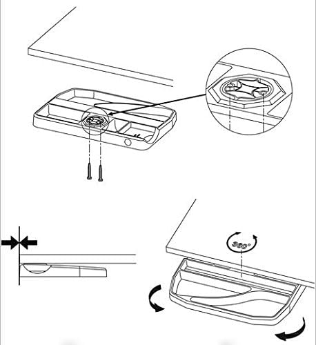 Clamp-On Under Desk 360-Degree Swivel Drawer - Perfect Office Storage Accessory For Your Existing Standing Desk (Clamp-On Desk Drawer - Black)