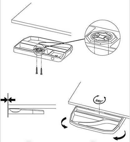 Clamp-On Under Desk 360-Degree Swivel Drawer - Perfect Office Storage Accessory For Your Existing Standing Desk (Clamp-On Desk Drawer - Black)