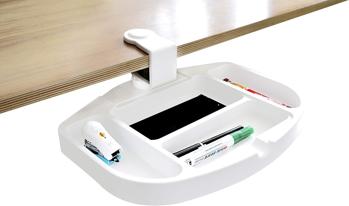 Clamp-On Under Desk 360-Degree Swivel Drawer - Perfect Office Storage Accessory For Your Existing Standing Desk (Clamp-On Desk Drawer - Black)