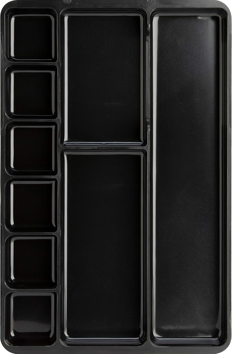 Drawer Tray Organizer, 9-Compartments, 9.38" x 14" x 1.25", Plastic, Black
