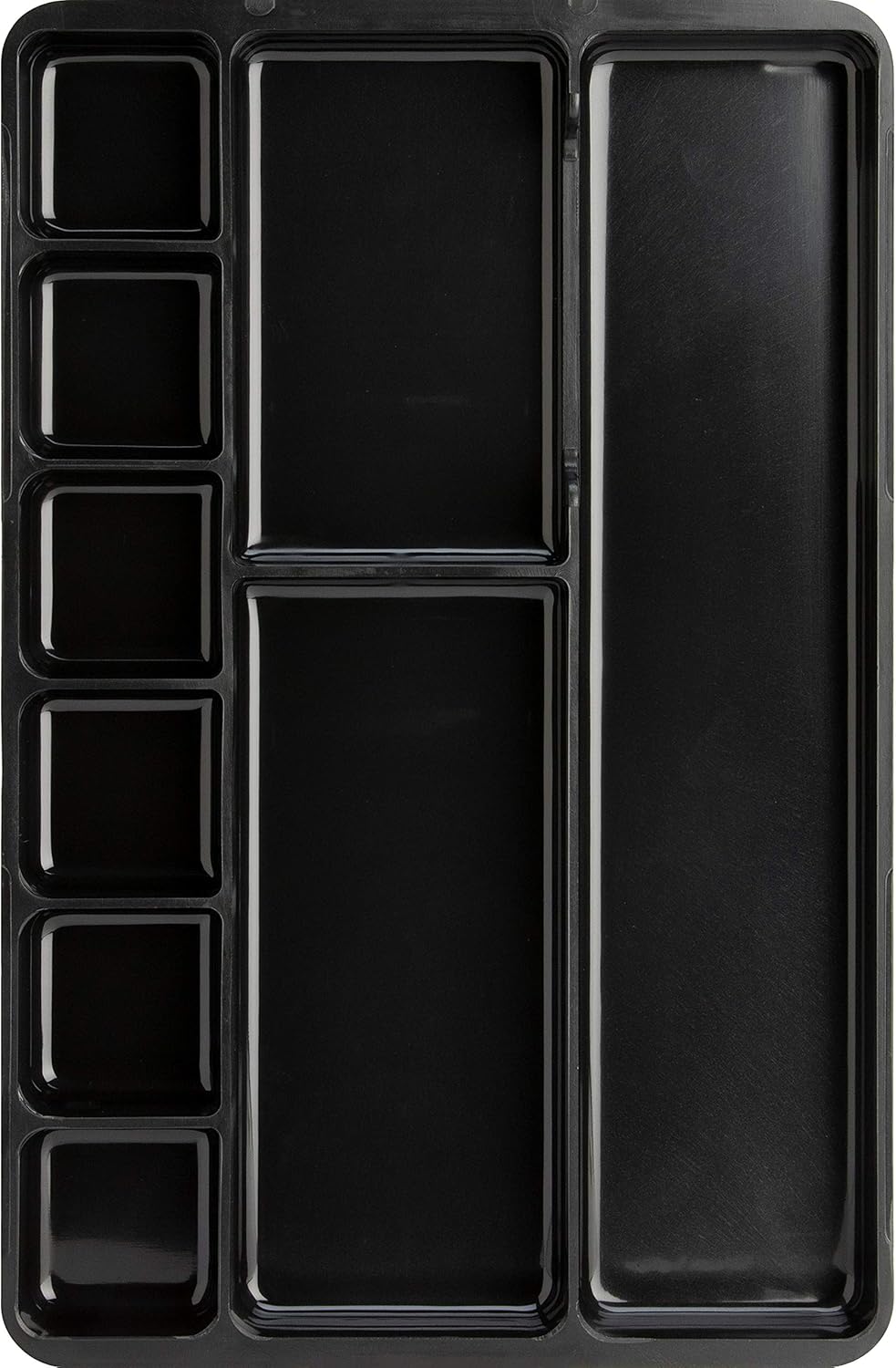 Drawer Tray Organizer, 9-Compartments, 9.38" x 14" x 1.25", Plastic, Black