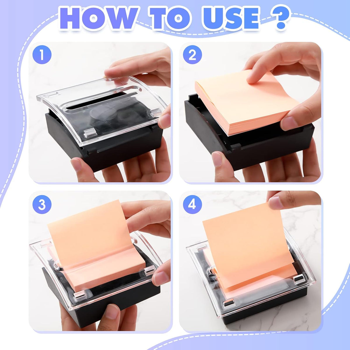 4 Pcs Pop up Sticky Notes Dispenser Sticky Note Holder for Desk