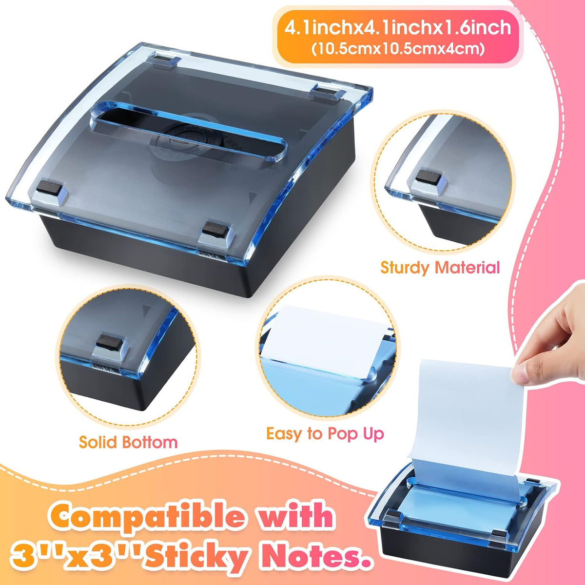 4 Pcs Pop up Sticky Notes Dispenser Sticky Note Holder for Desk
