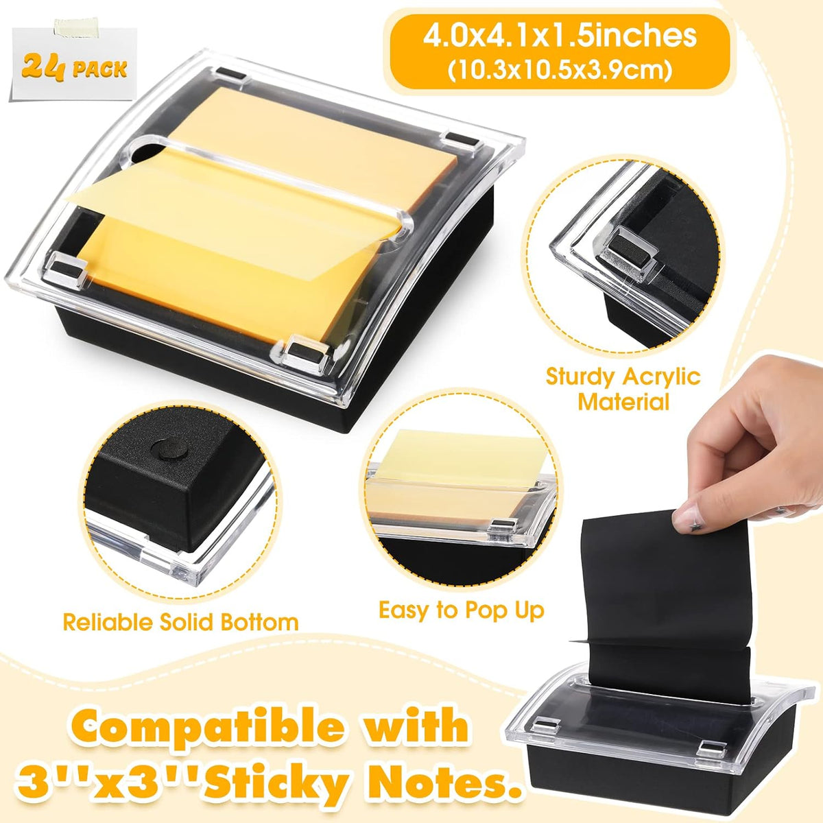 4 Pcs Pop up Sticky Notes Dispenser Sticky Note Holder for Desk