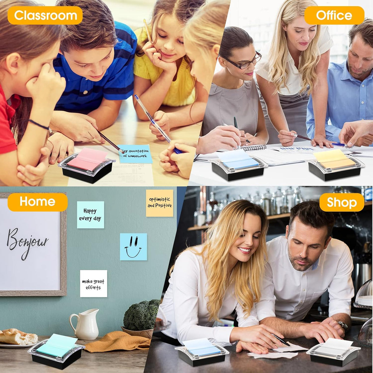 4 Pcs Pop up Sticky Notes Dispenser Sticky Note Holder for Desk