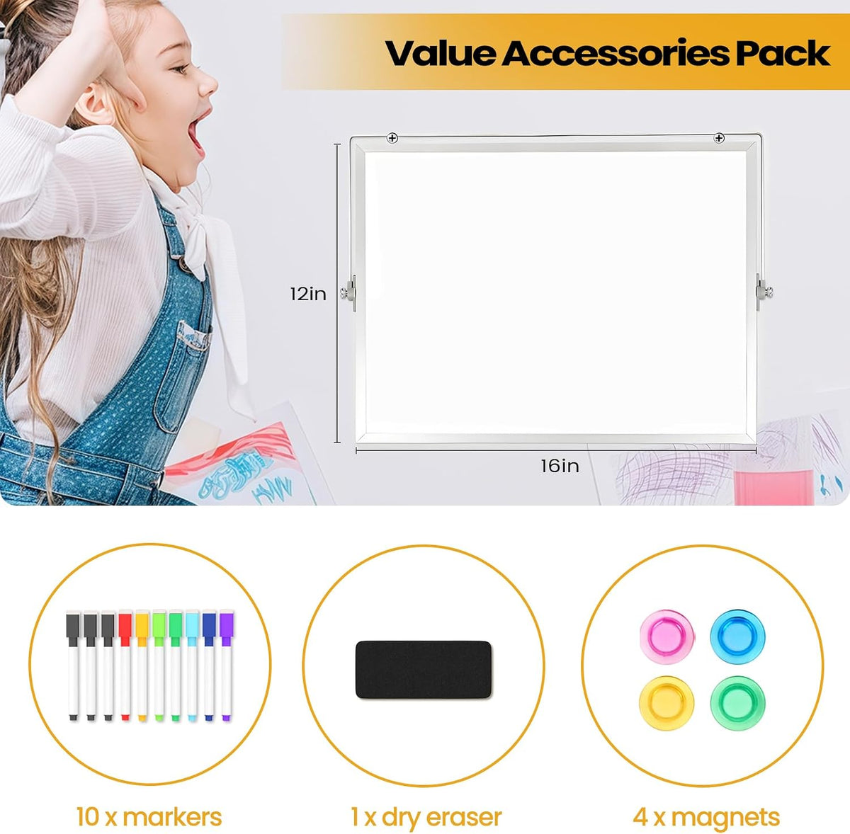 Small Desktop White Board with Stand, 10" x 10" Double-Sided Silver Aluminium Frame Whiteboard for Kids, Mini Dry Erase Board for Home, Office, School